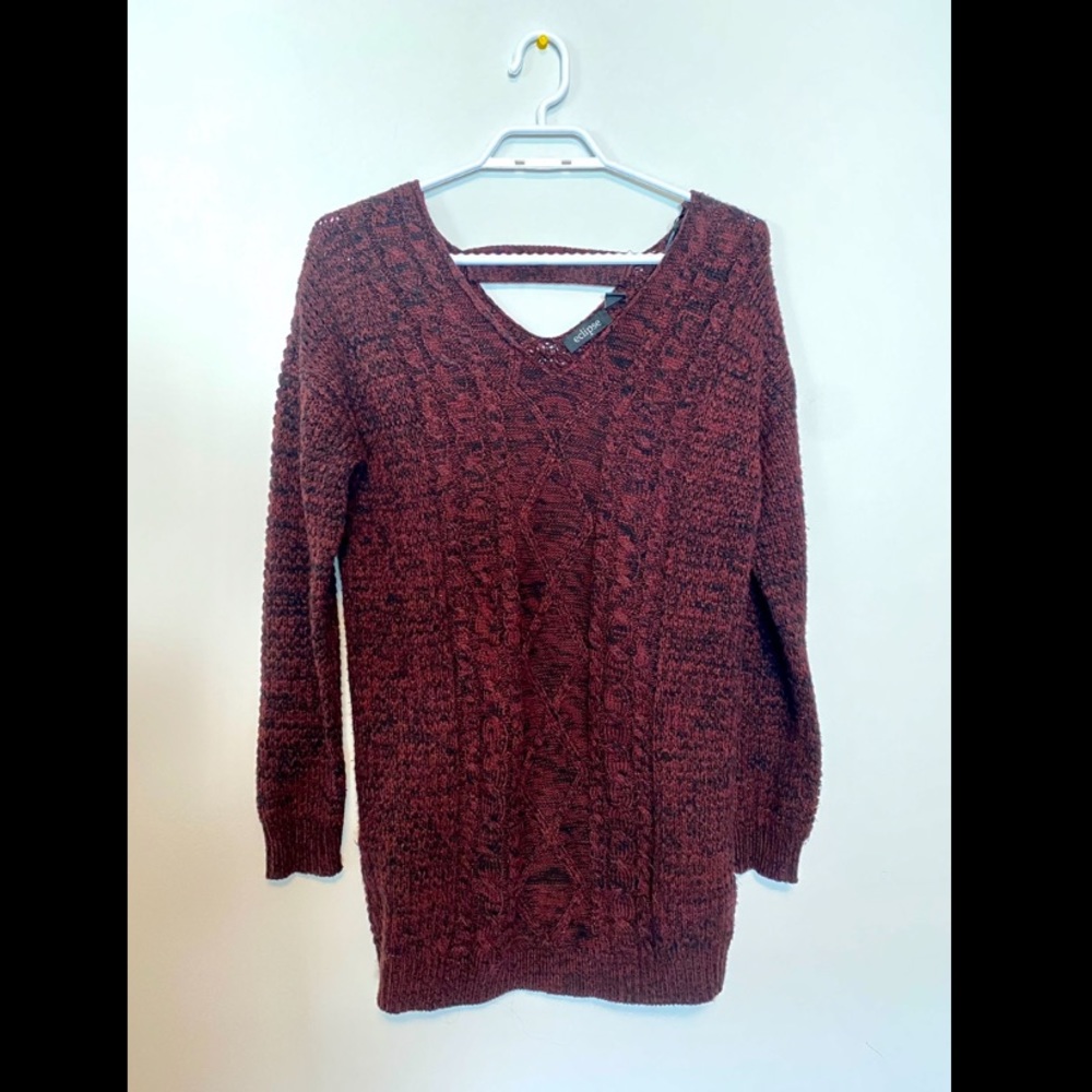Eclipse long sleeve oversized sweater, size S, colour Maroon